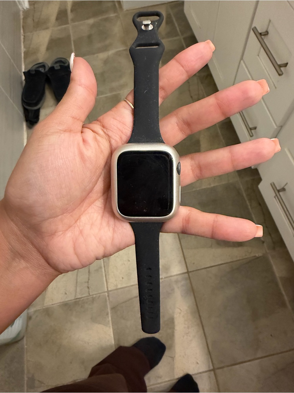 Black Apple Smartwatch with Black Silicone Band